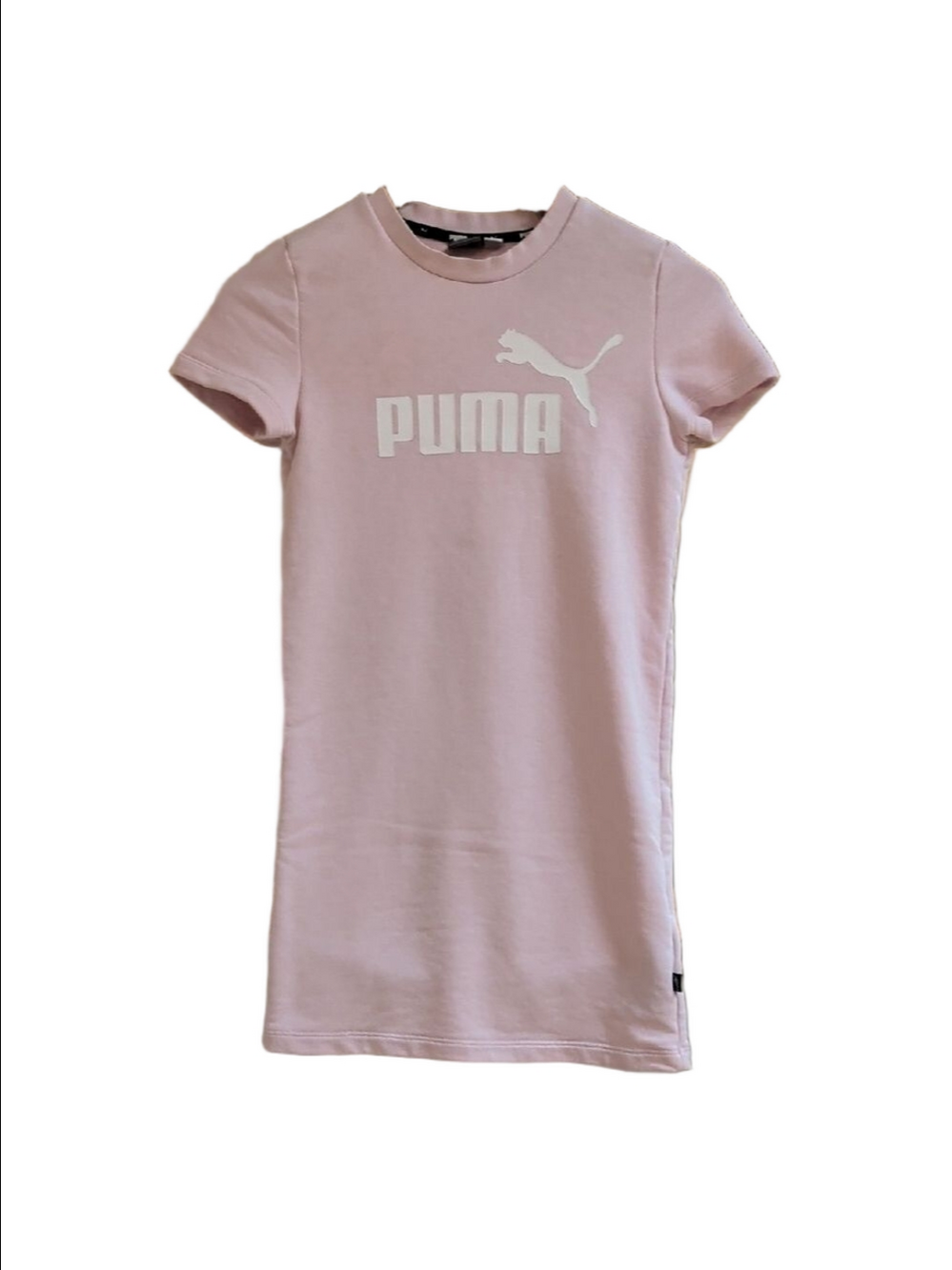 Puma Girls Light Pink Logo T-Shirt Dress – Size Medium – Sporty Chic